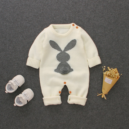 Baby Boy/Girl Rabbit Pattern Long Sleeve Knitted Romper