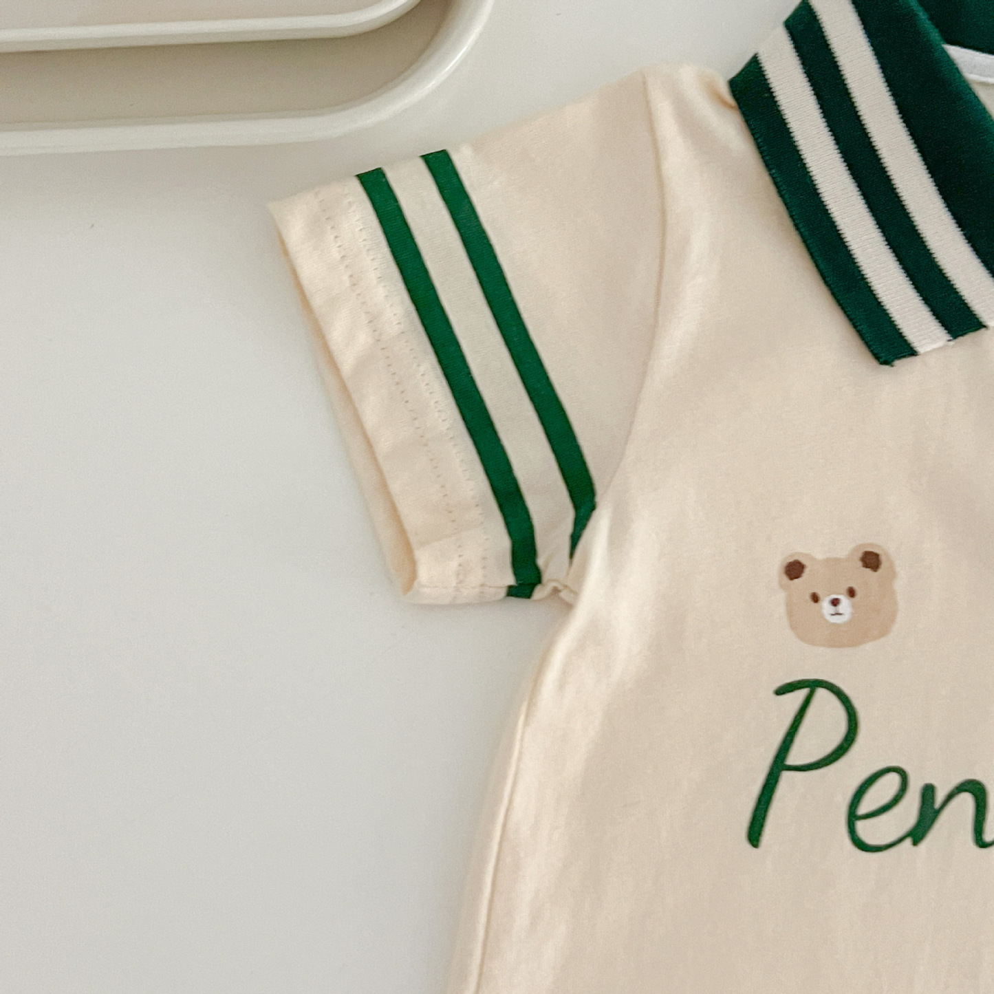 Baby Boy Lapel Letter Print Romper -kissminis