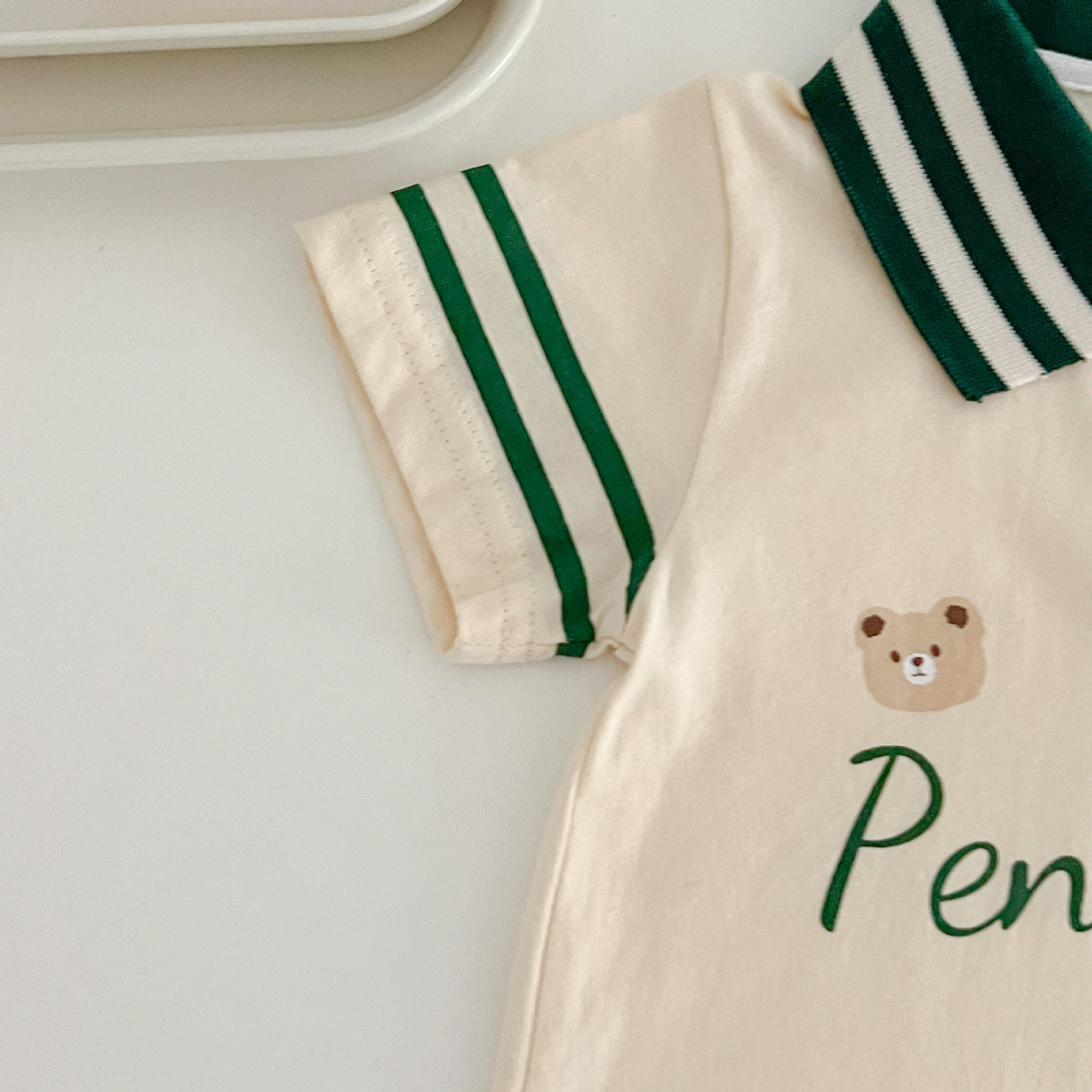 Baby Boy Lapel Letter Print Romper -kissminis