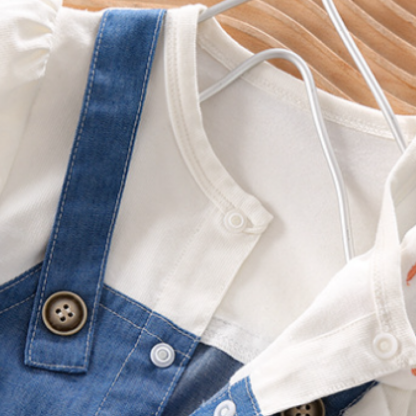 Newborn Baby Ruffle Sleeve Breathable Denim Animal Doll Romper