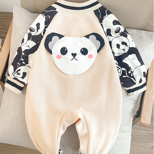 Baby Boy/Girl Allover Cute Panda Pattern Long Sleeve Romper-kissminis
