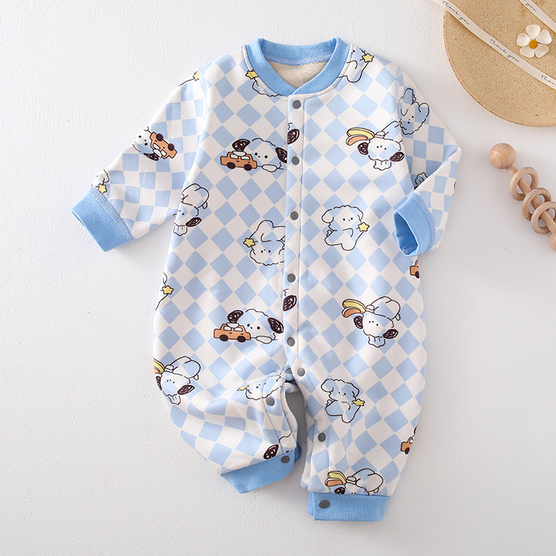 Baby Boy & Girl Cute Cartoon Animal Thicken Single Warmth Long Sleeve Romper-kissminis