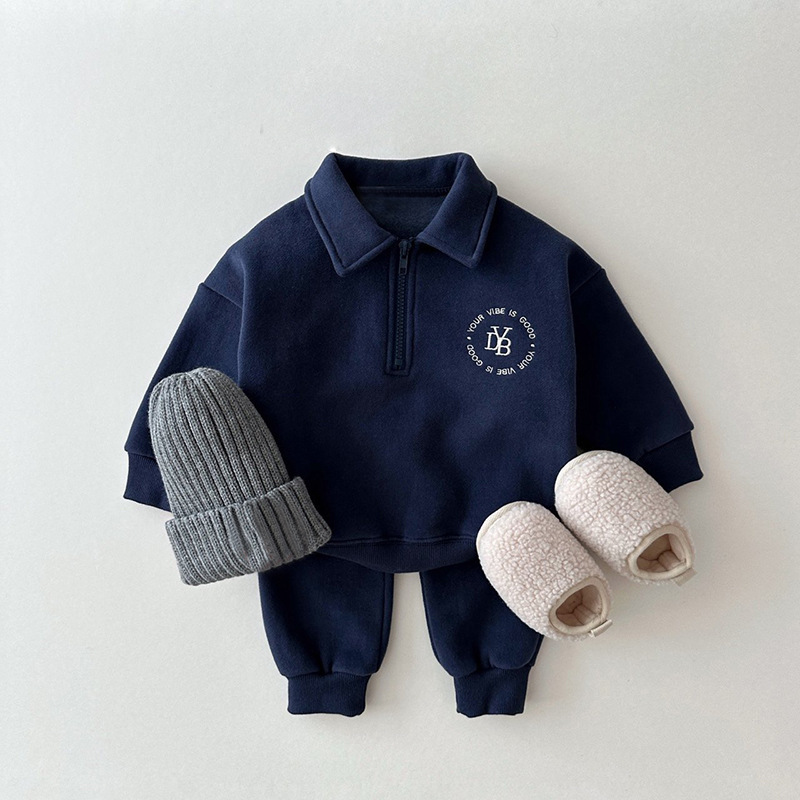 2pcs Toddler Boy/Girl Letters Print Solid Color Long Sleeves Sweatshirt and Pants Set-kissminis