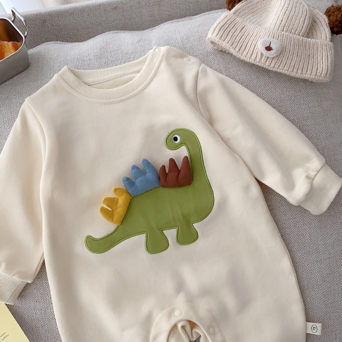 Newborn Baby Boy/Girl Cute Dinosaur Pattern Long Sleeve Romper-kissminis