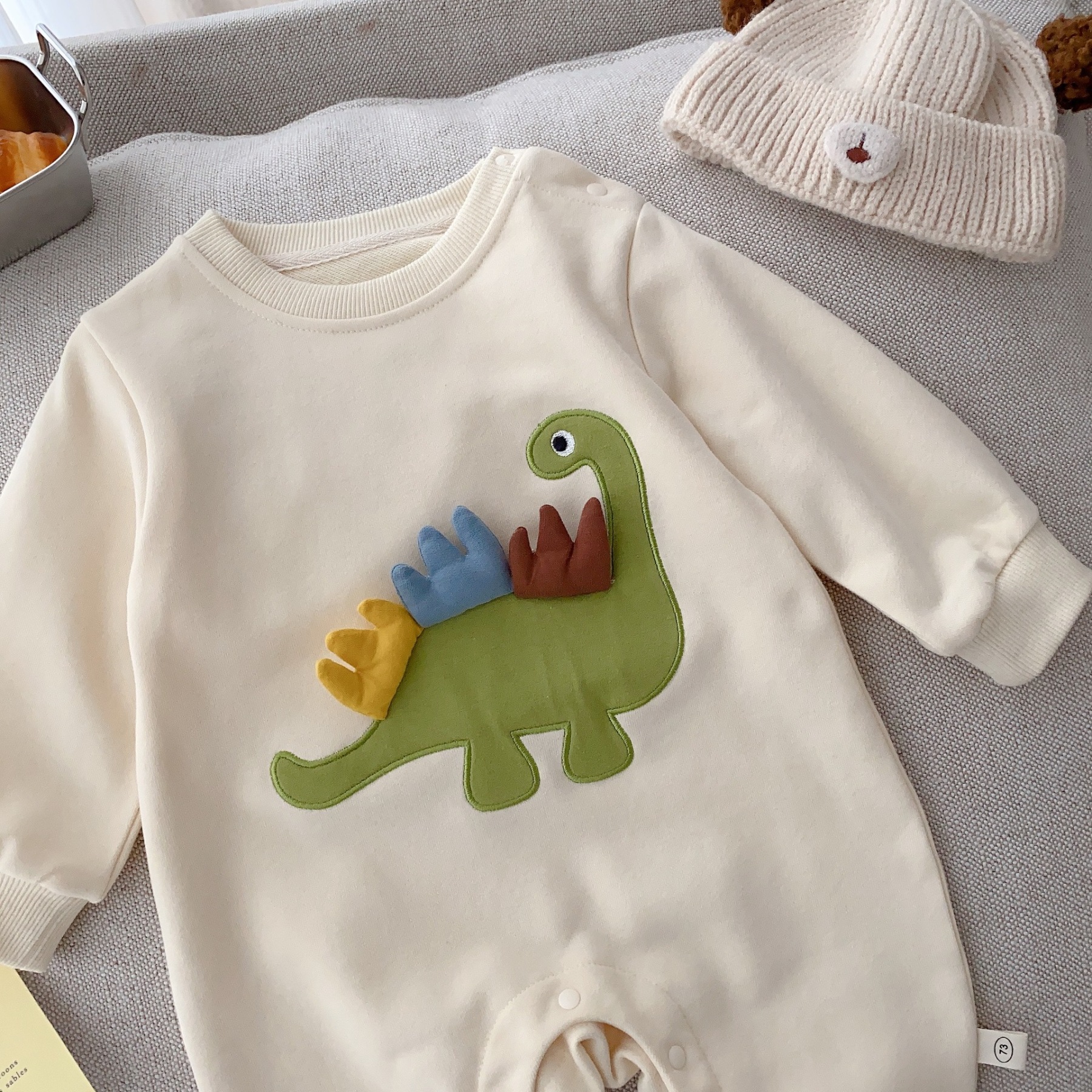 Newborn Baby Boy/Girl Cute Dinosaur Pattern Long Sleeve Romper-kissminis