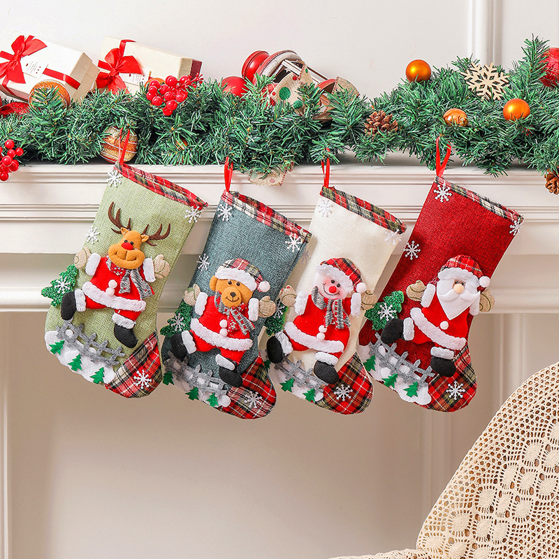 Christmas Style Hanging Stocking Decorations for Holiday Christmas Party-kissminis