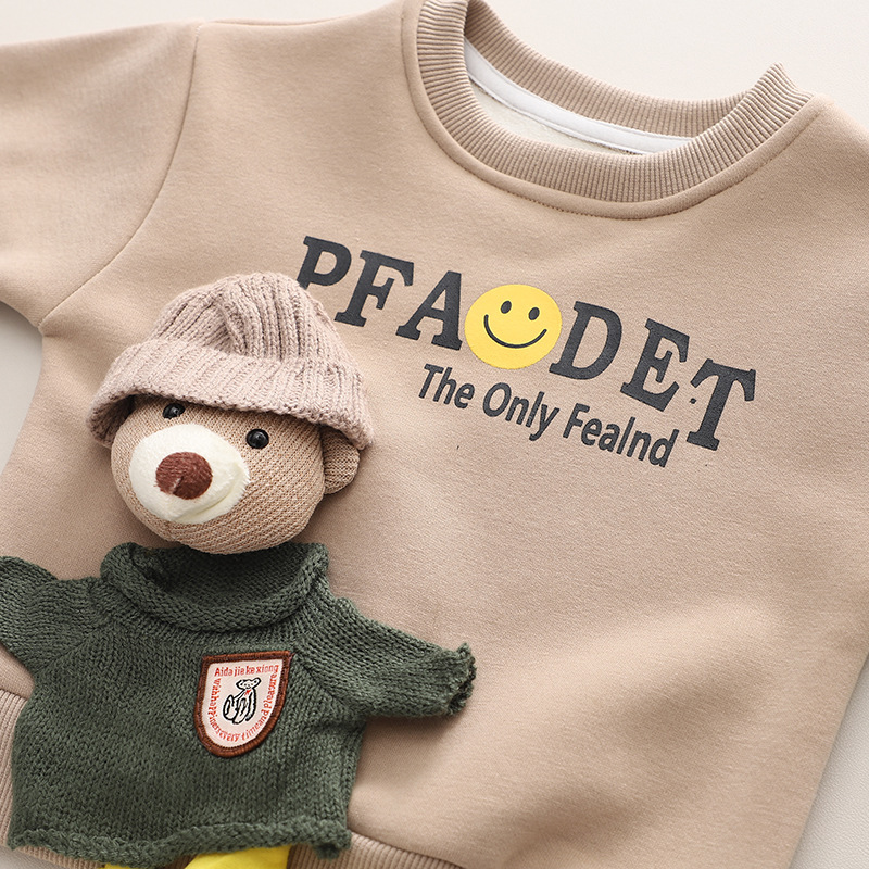 Toddler Boy Cute 3D Bear&Smiling Face Pattern Two-Piece Set-kissminis