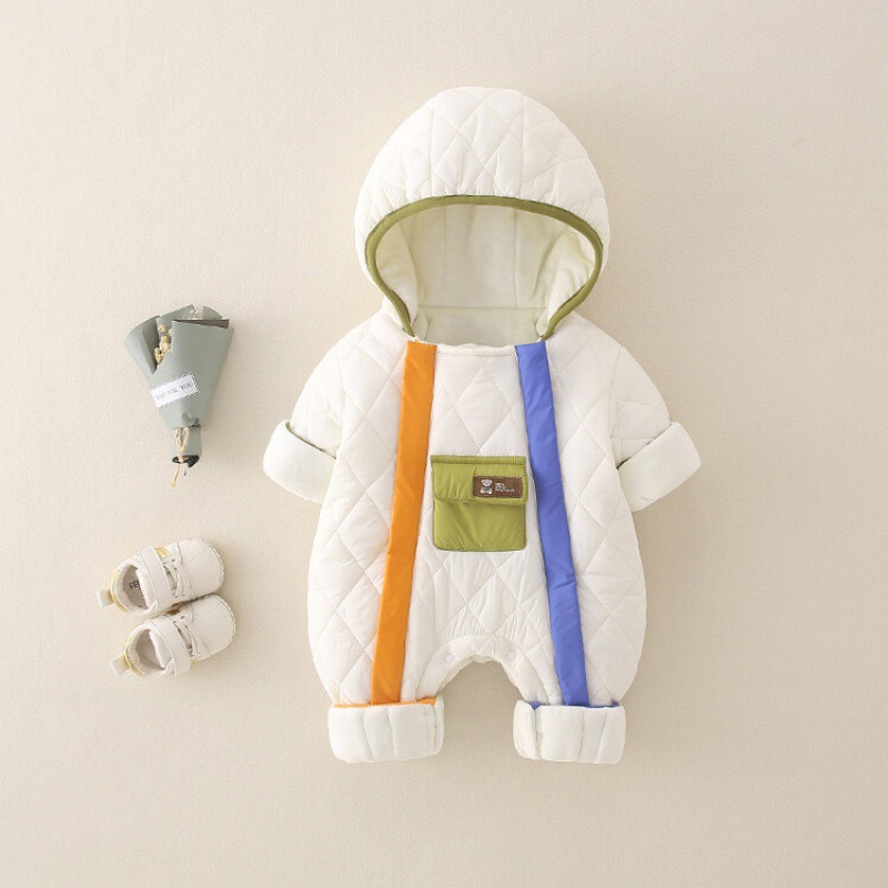 Baby Boy Winter Thicken Double Side Zipper Long Sleeve Hooded Romper-kissminis