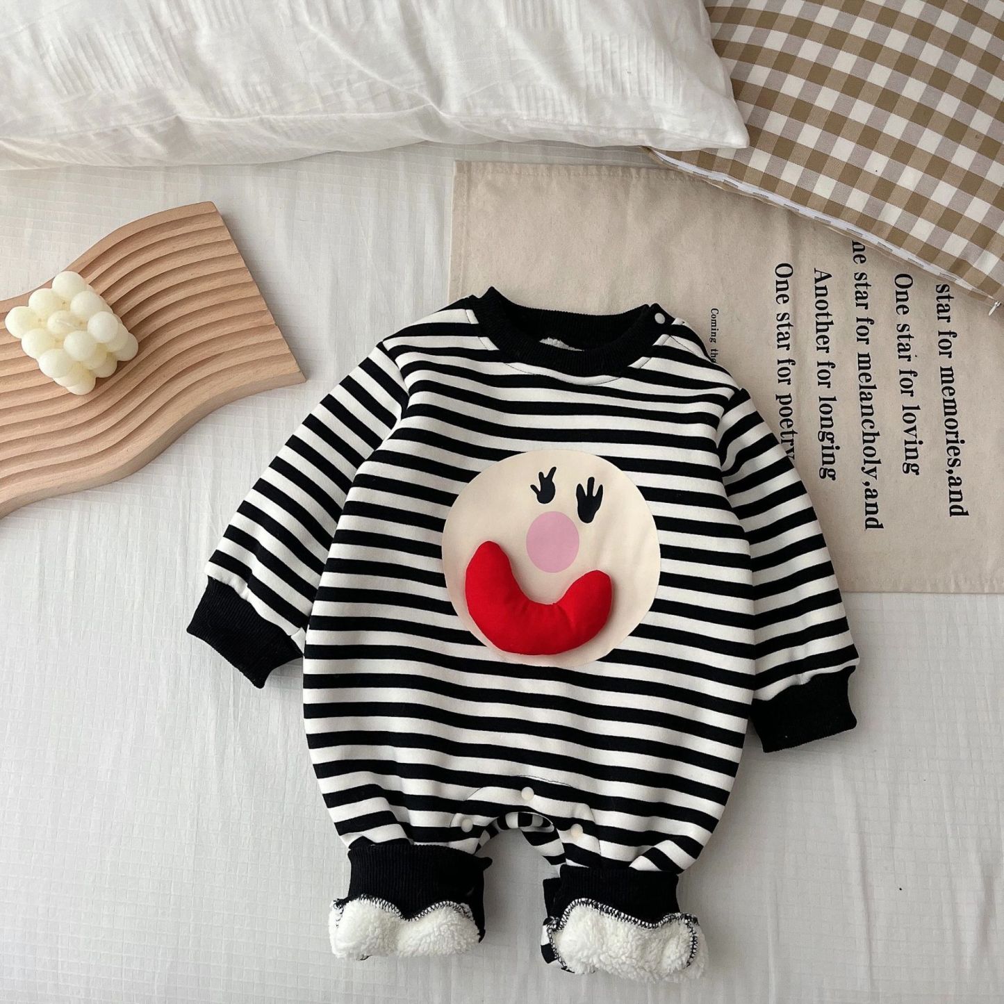 Baby Boy/Girl Cute Caterpillar Pattern Solid Color Striped Long Sleeve Romper-kissminis