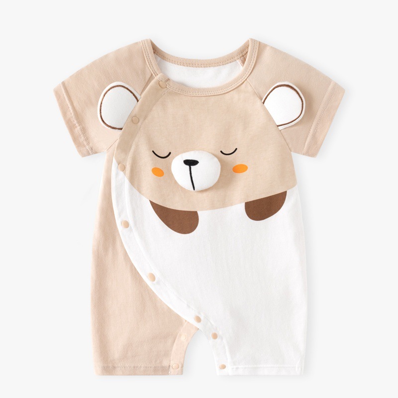 Baby Boy/Gril Pure Cotton Bear Pattern Short Sleeve Romper-kissminis