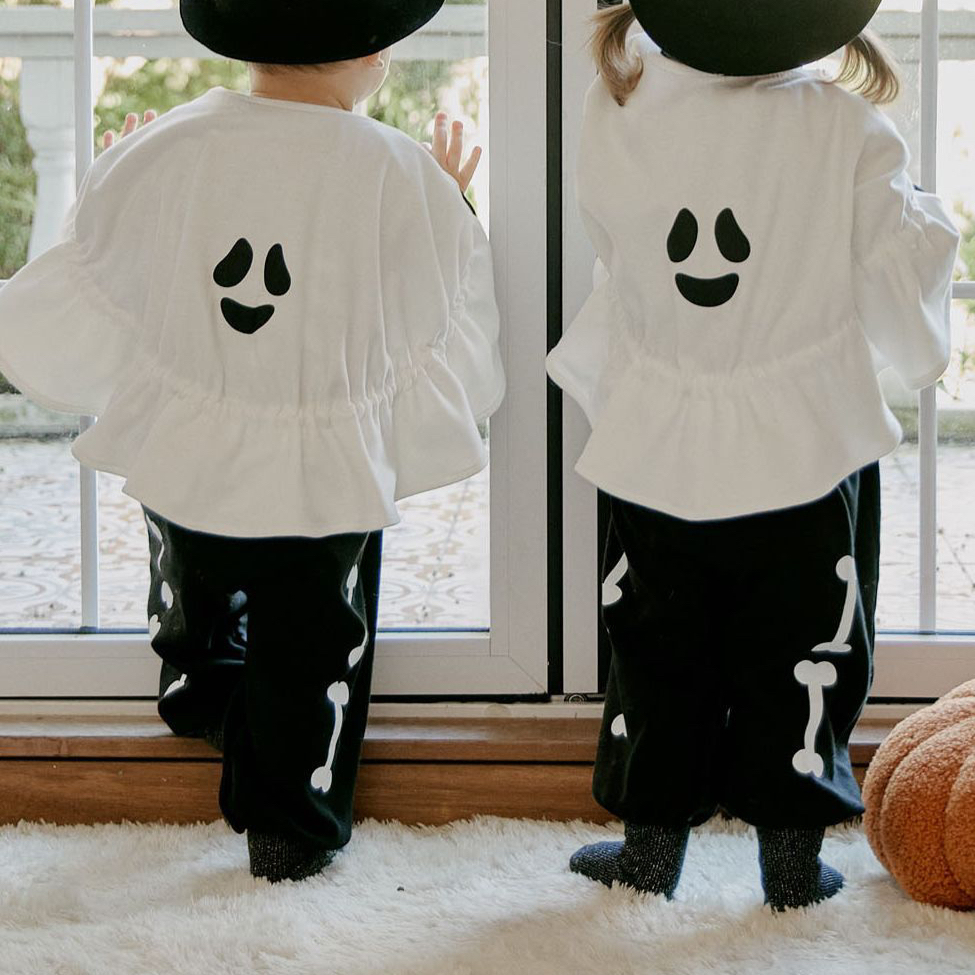 Baby Boy/Girl Halloween Wacky Ghost Long Sleeve Romper and Cloak-kissminis