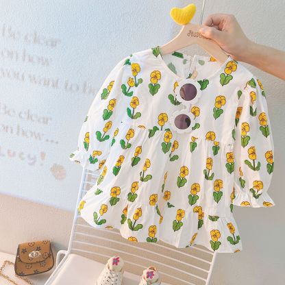 3pcs Cardigan +Dress+Knit Pants Baby Girl Rabbit and Floral Graphics