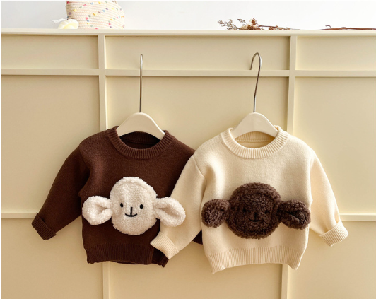 Baby Boy/Girl Ins Style 3D Big Ears Puppy Pattern Solid Color Long Sleeves Sweatshirt -kissminis