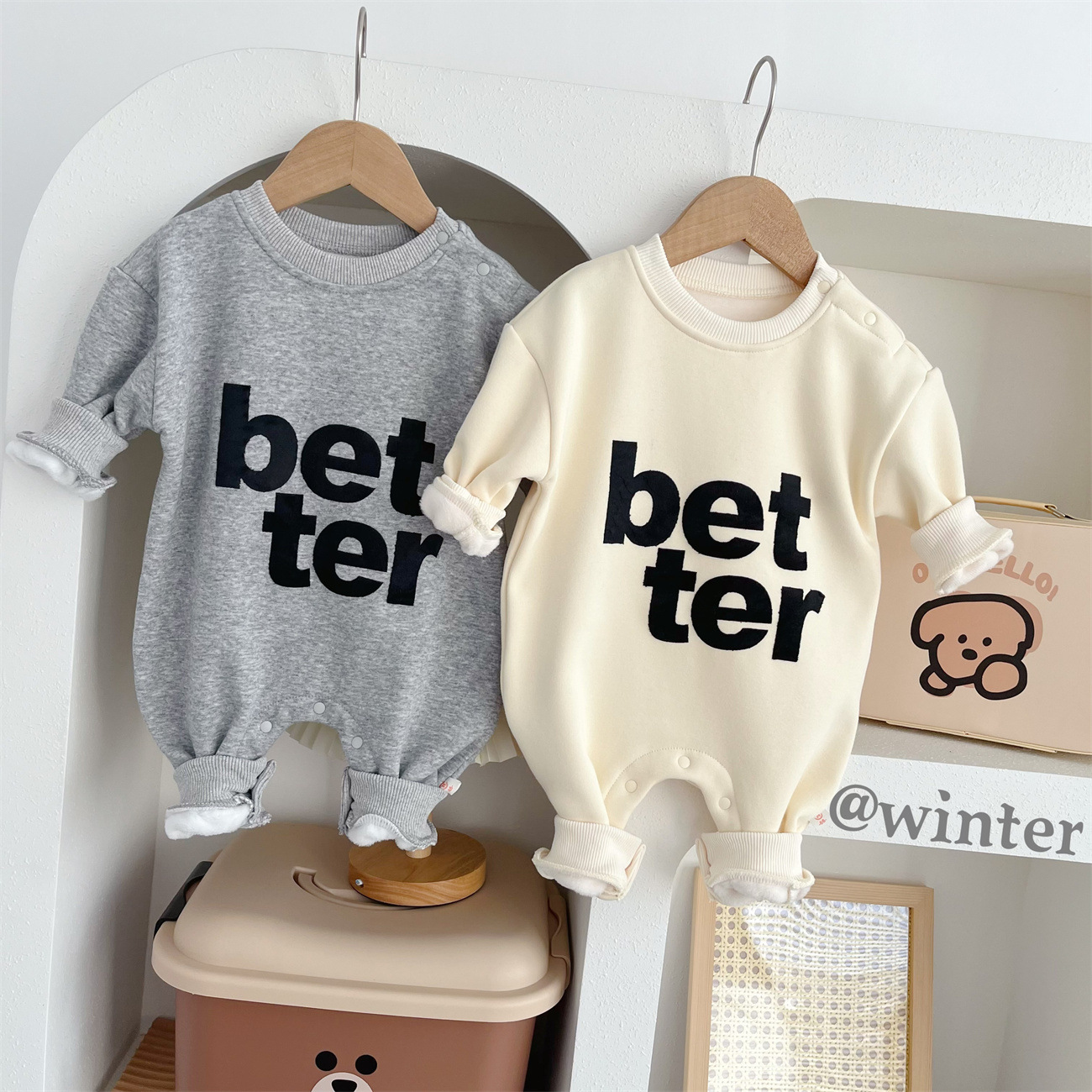 Baby Boy/Girl 95% Cotton "Better" Print Long Sleeve Romper-kissminis