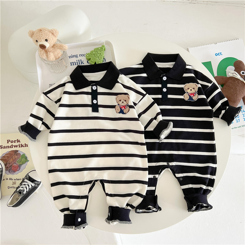Baby Boy/Girl Simple Bears Long Sleeve Romper-kissminis