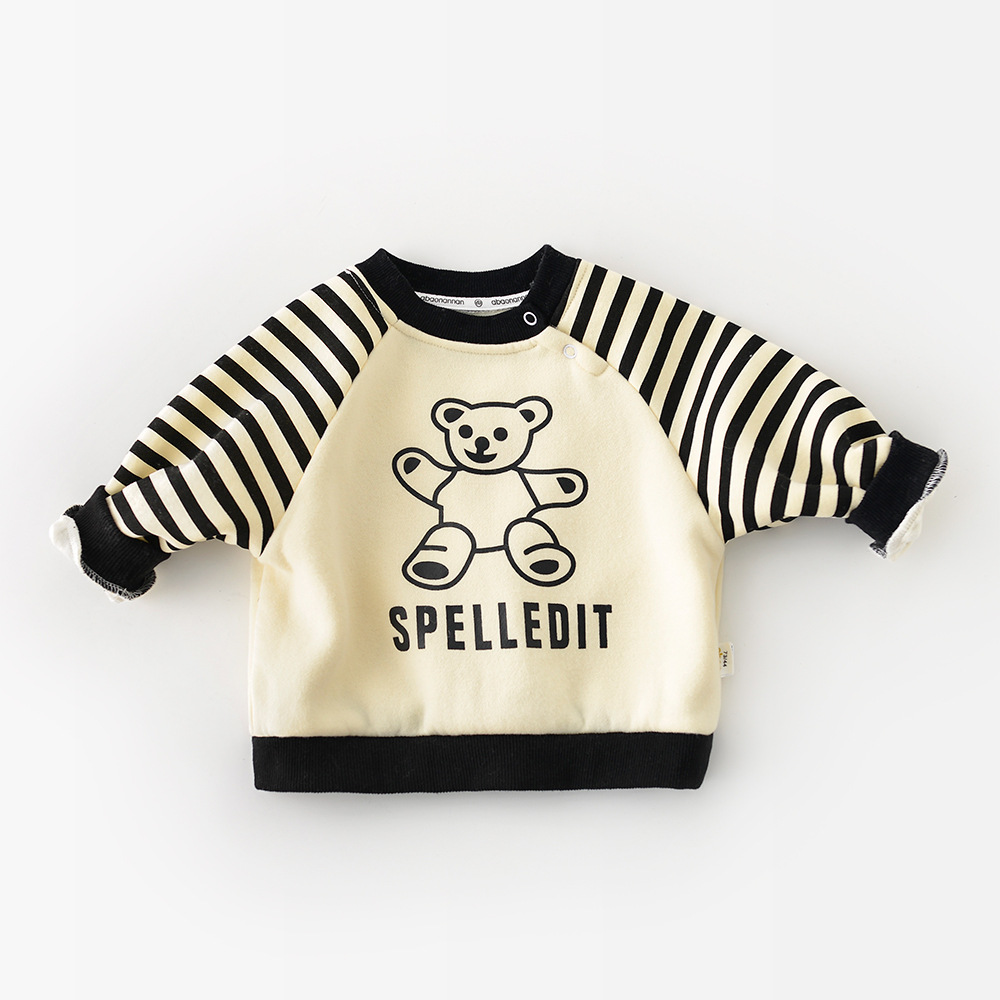 Baby Boy/Girl Bear Stripe Pattern Long Sleeve Pullover Sweater-kissminis