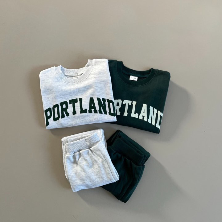 2pcs Toddler 'PORTLAND' Crew Neck Sweatshirt and Pants Set-kissminis