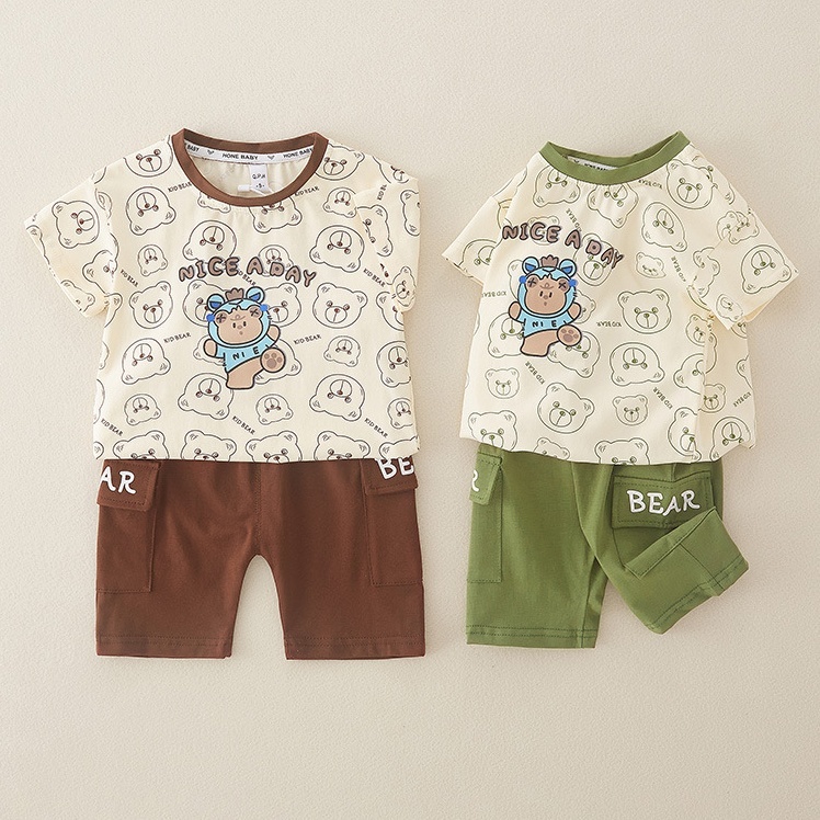 2pcs Baby Boy Nice Bear Print T-shirt with Pant Set-kissminis