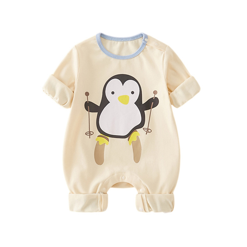 Newborn Baby Boy & Girl Cartoon Penguin Long Thick Sleeve Romper-kissminis