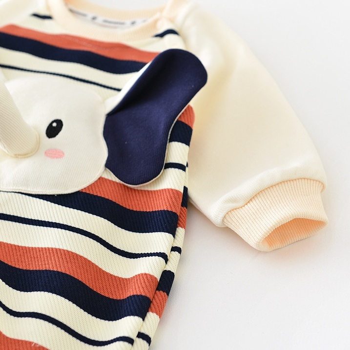 Baby Striped Elephant Pattern Romper-kissminis