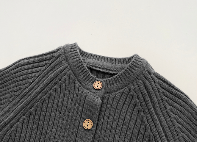 Baby Boy/Girl Solid Color Knitted Single Breasted Long Sleeve Romper-kissminis
