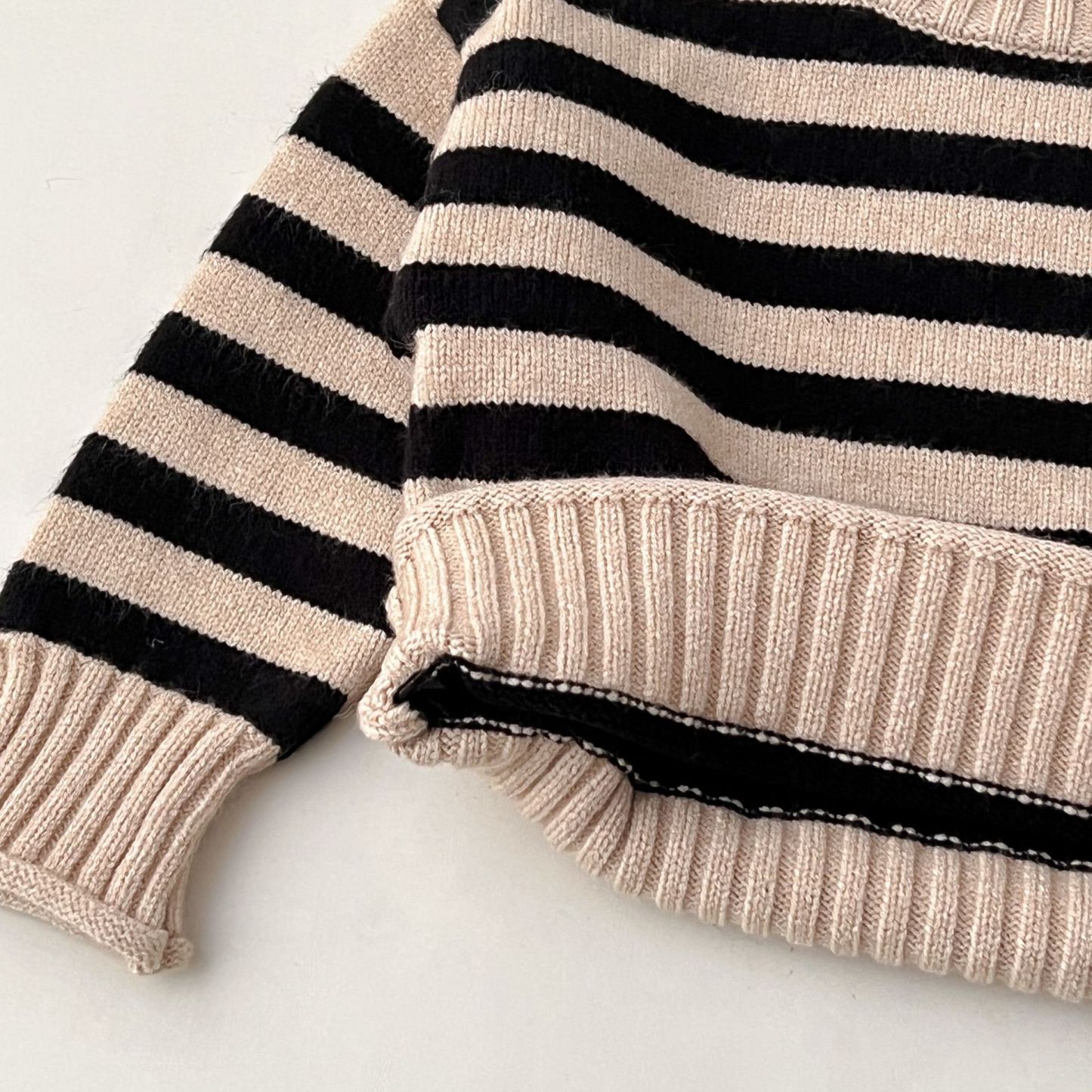Toddler Boy/Girl High Neck Striped Knit Sweater-kissminis
