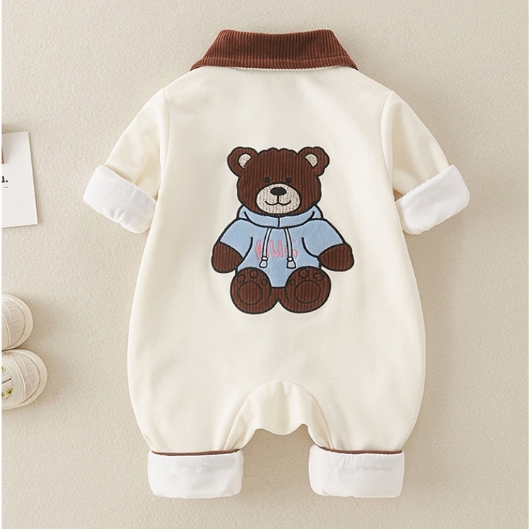 Baby Boy Cute Bear Embroidery Long Sleeve Romper-kissminis