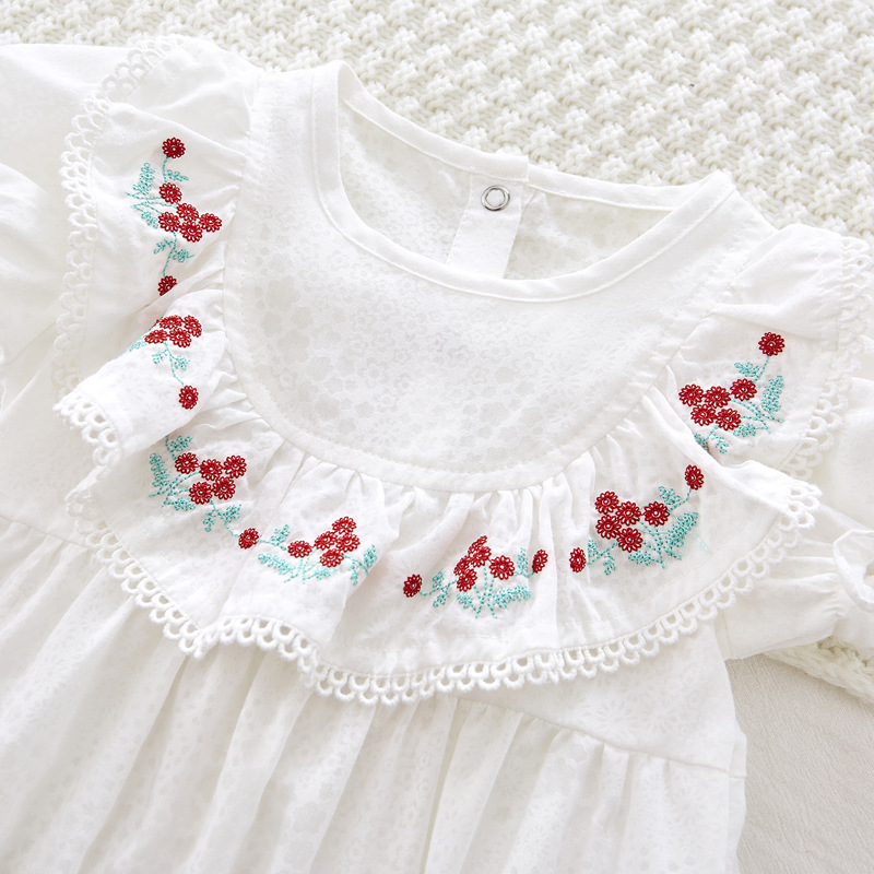 Baby Girl Sweet Floral Collar Ruffle Sleeve Romper