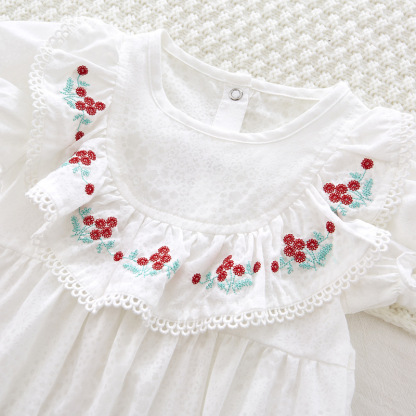 Baby Girl Sweet Floral Collar Ruffle Sleeve Romper