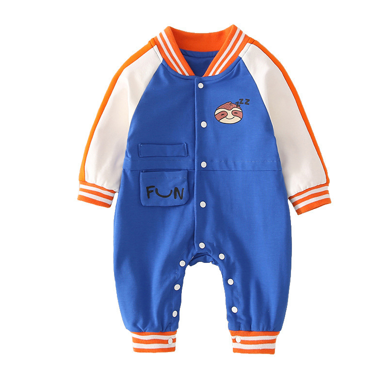 Baby Cute Koala and Letter Print Long Sleeve Baseball Romper-kissminis