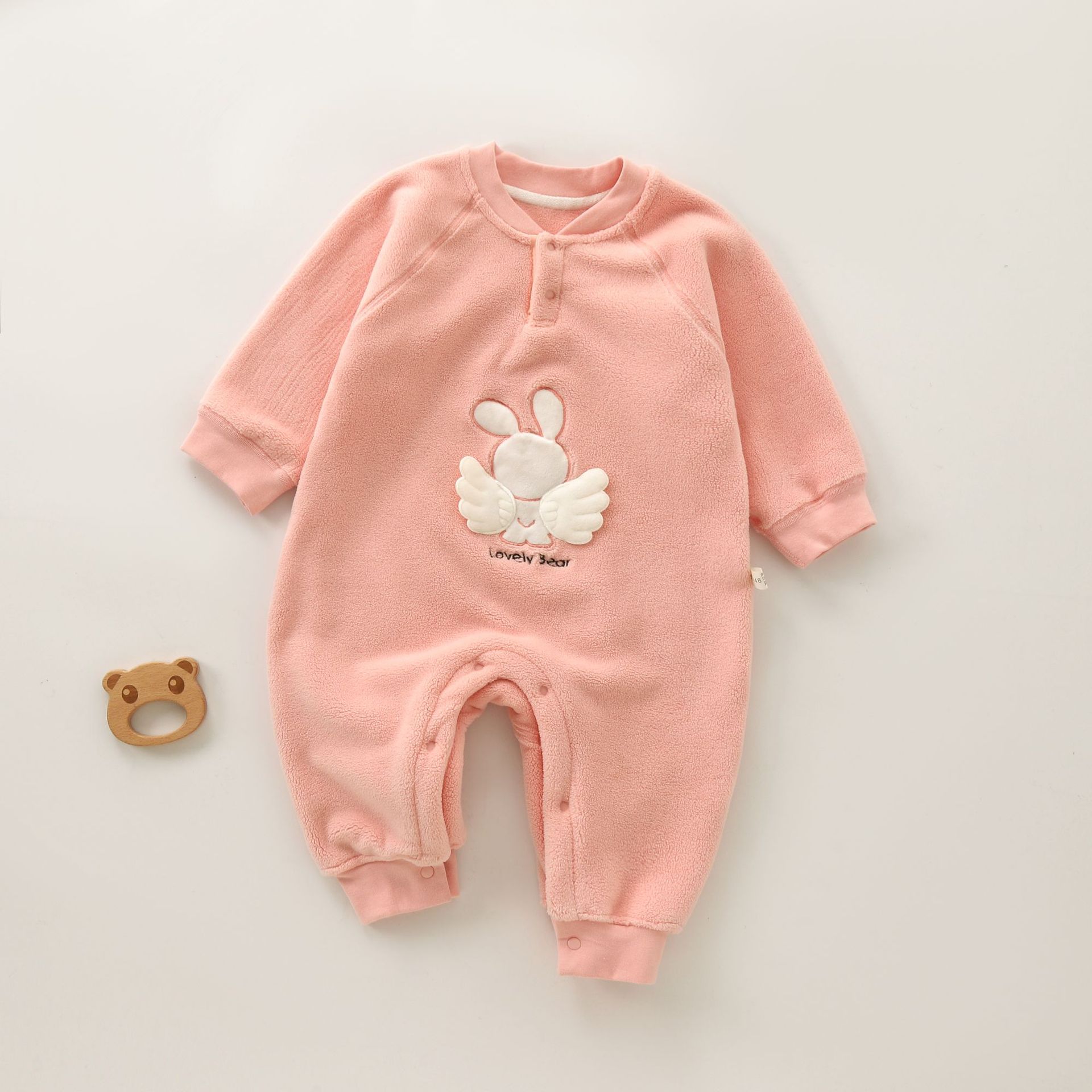 Winter Baby Girl Fleece Angle Print Romper-kissminis
