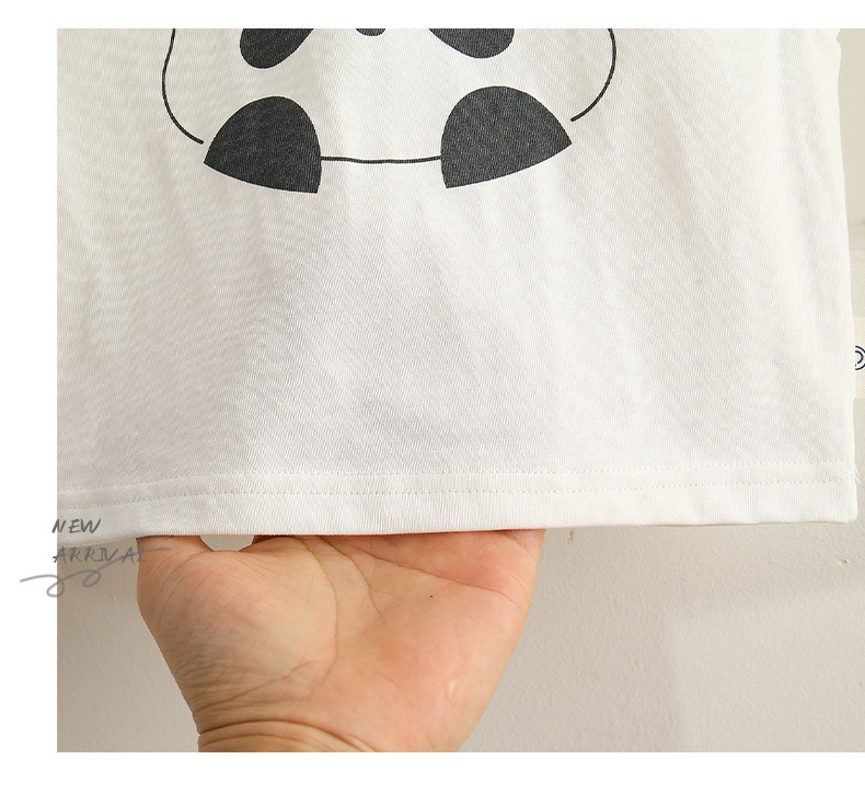 Sleeveless White Top with Panda Print and Black Shorts Set