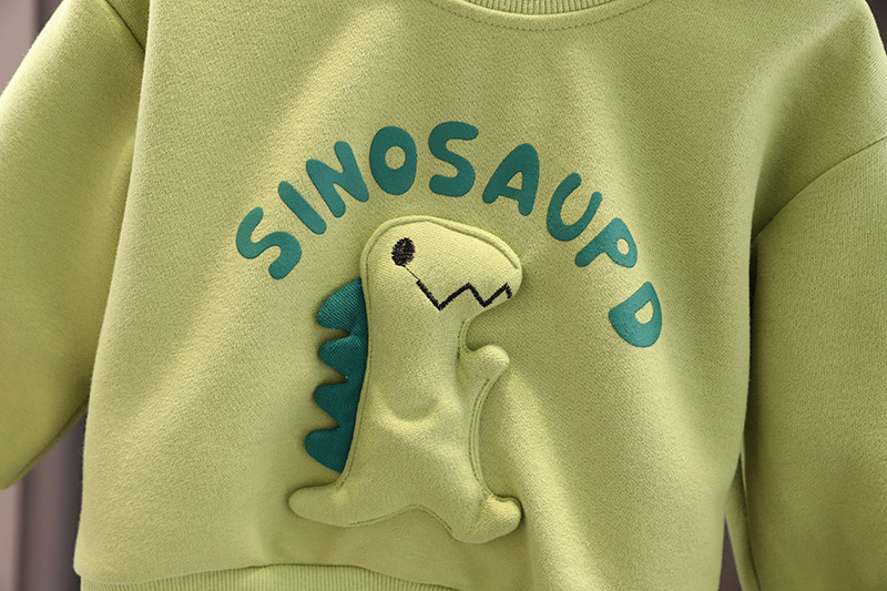 Toddler Boy Cute 3D Dinosaur Pattern Solid Color Two-Piece Set-kissminis