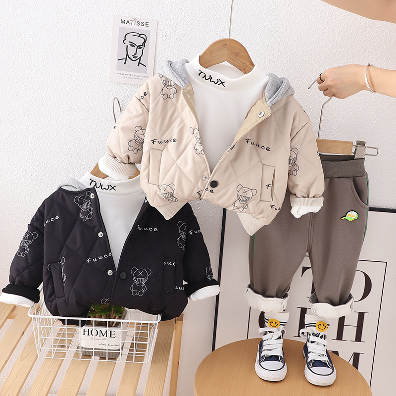 Toddler Boy/Girl Allover Bear Pattern Three Piece Set-kissminis