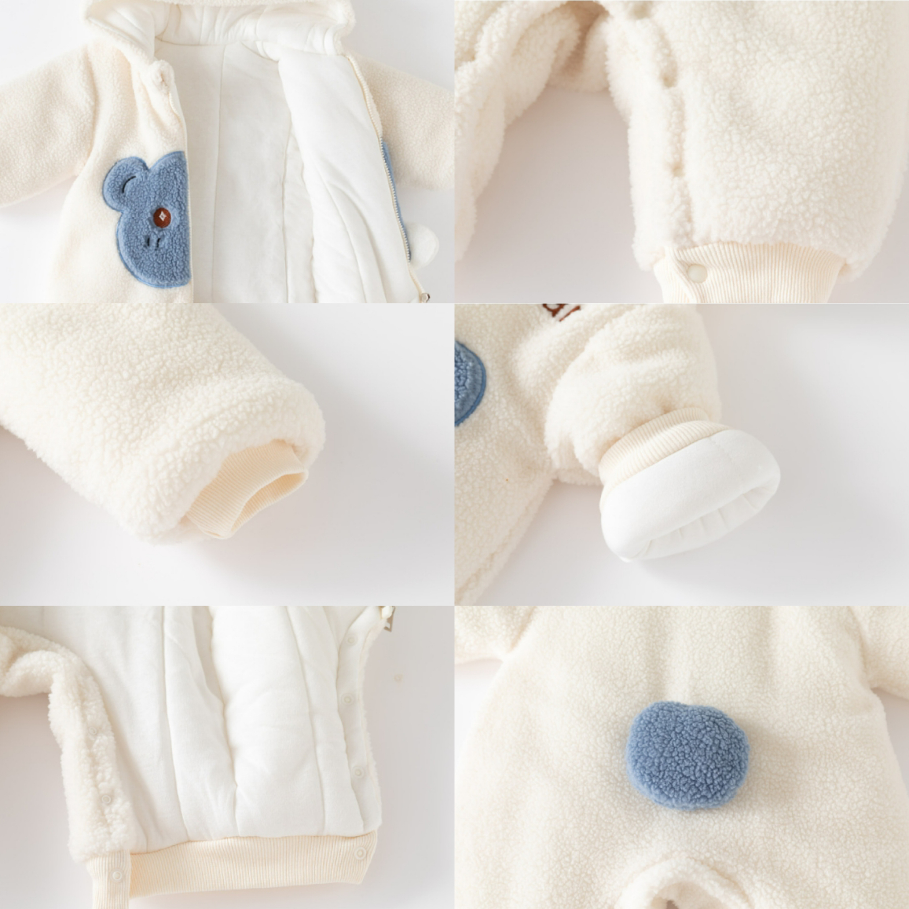Baby Boy/Girl Winter Cute Bear Ear Design Fluff Hooded Long Sleeve Romper-kissminis