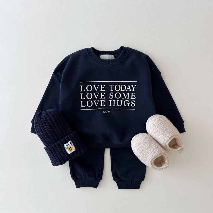 2pcs Baby Solid Color ‘LOVE’ Letter Sweatshirt and Pants Set-kissminis