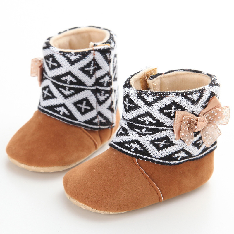 Baby Winter Thicken Allover Cute Christmas Style Pattern Fluff Shoes-kissminis