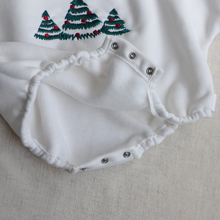 Baby Girl Christmas Tree Pattern Long Sleeve Bodysuit-kissminis