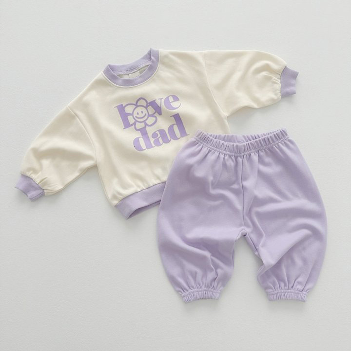 2pcs Baby Pure Cotton Letter Smiley Face Color Matching Sweatshirt and Pants Set-kissminis