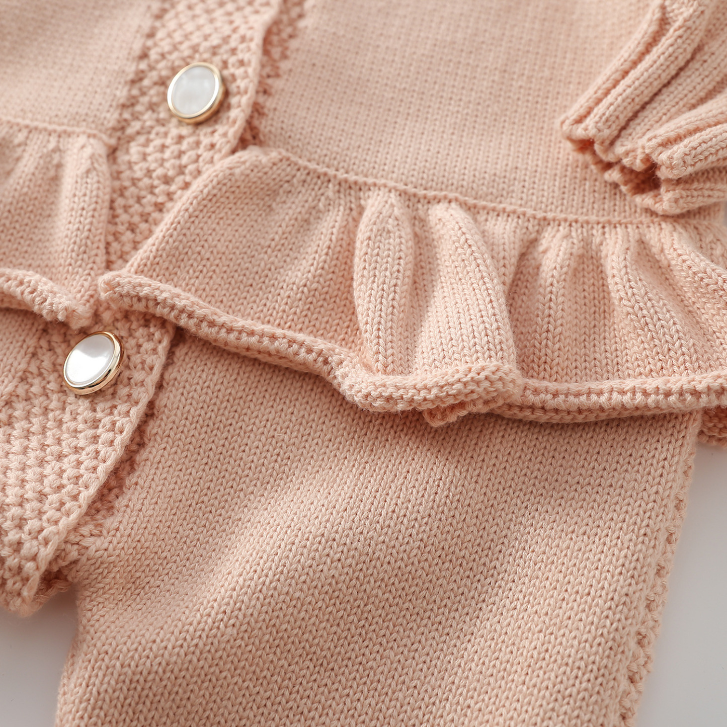 Baby Boy/Girl Cute Knitted Solid Color Long Sleeve Romper-kissminis