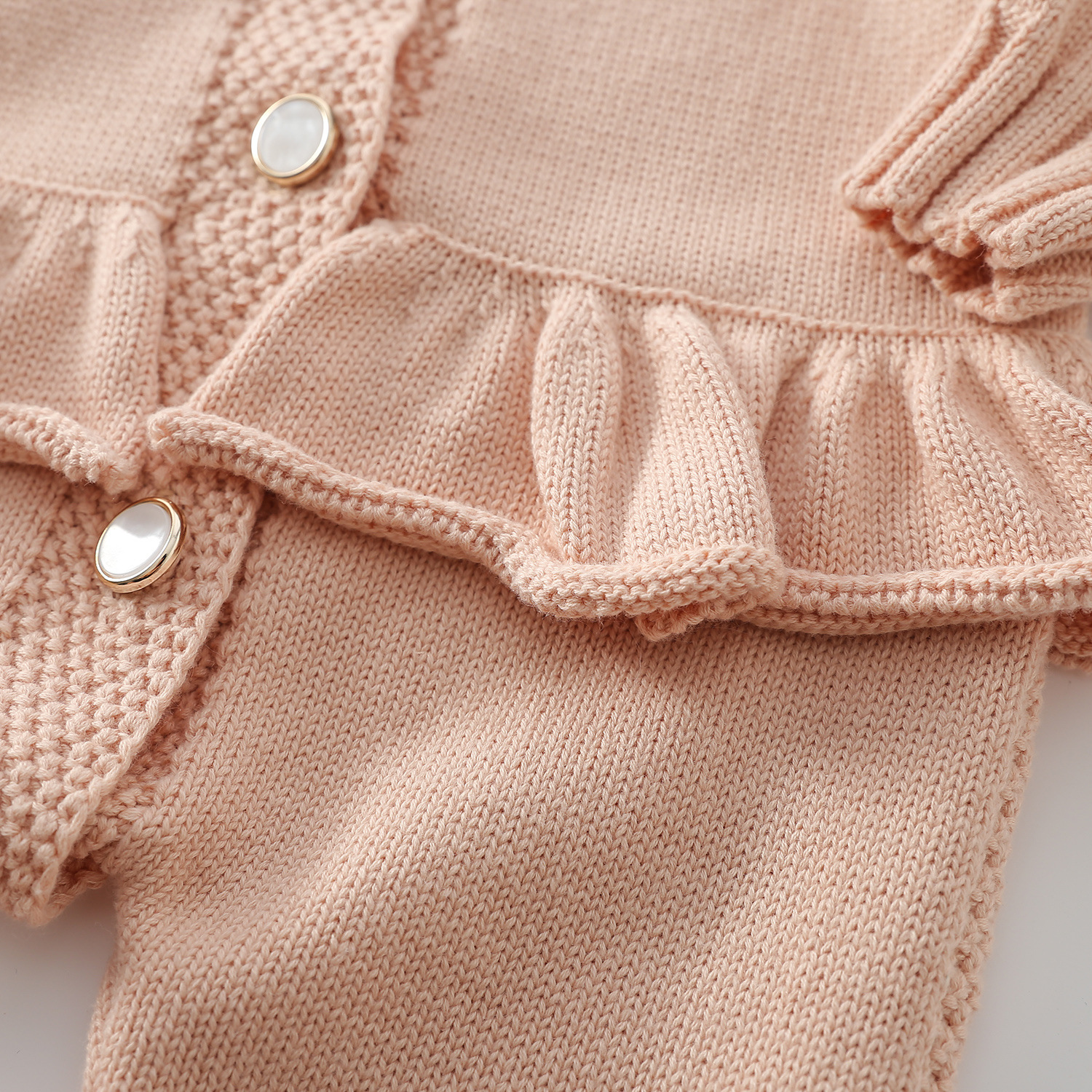 Baby Boy/Girl Cute Knitted Solid Color Long Sleeve Romper-kissminis