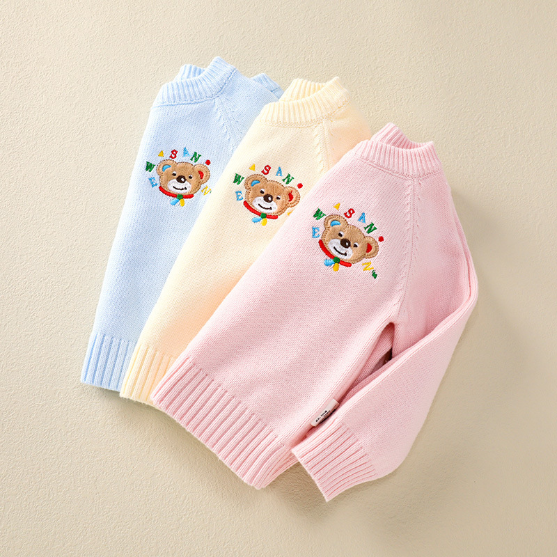 Baby Boy/Girl Simple Bear Ribbed Knit Set-kissminis