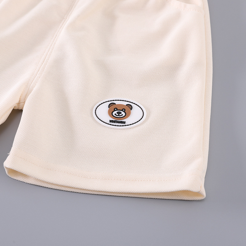 2pcs Bear POLO Shirt and Shorts Set