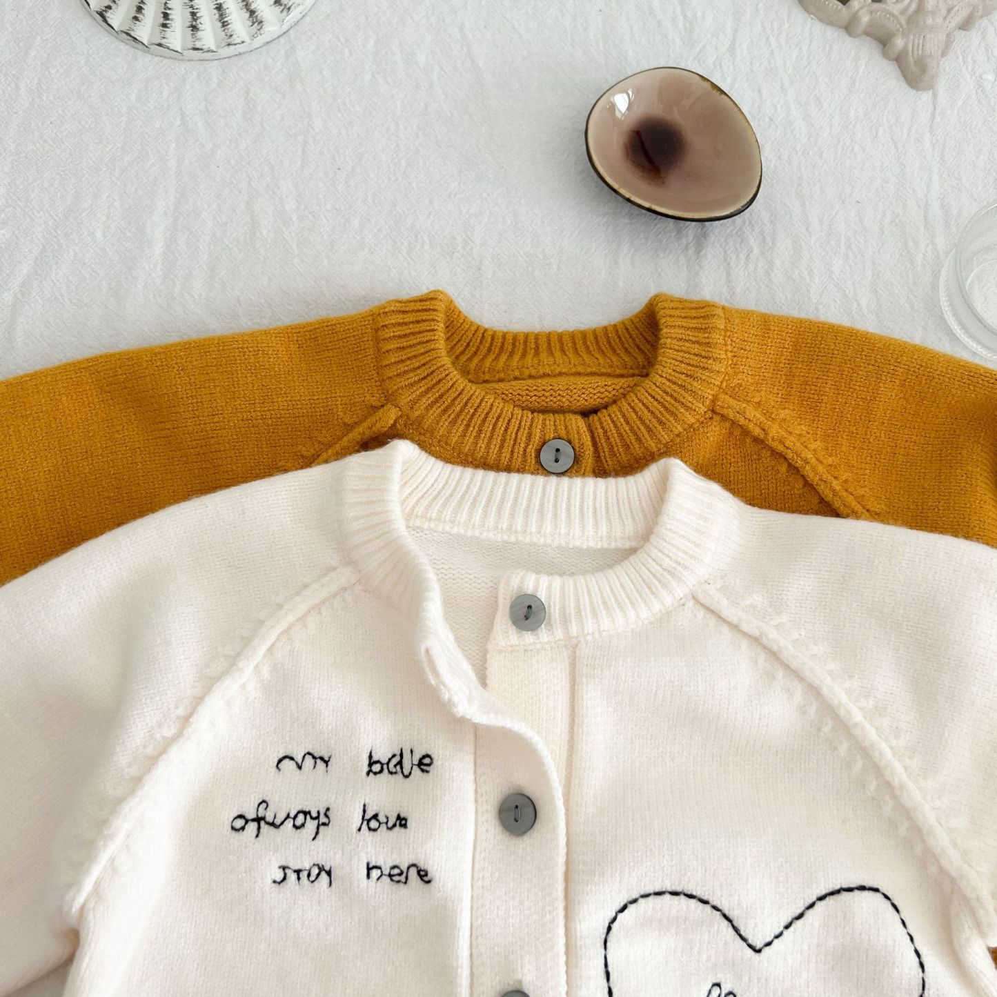Baby Heart and Letter Graphic Knitted Cardigan-kissminis
