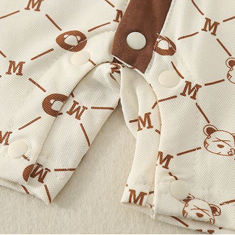 Baby Boy Bear and Letter M Print Romper-kissminis
