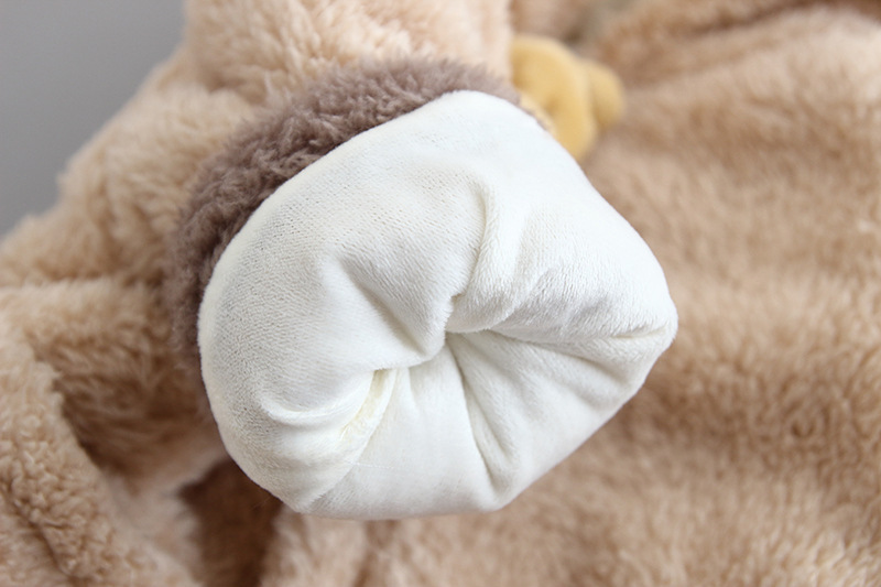 2pcs Baby Boy/Girl Winter Thicken Fluff Solid Color Cute Bear Design Romper -kissminis