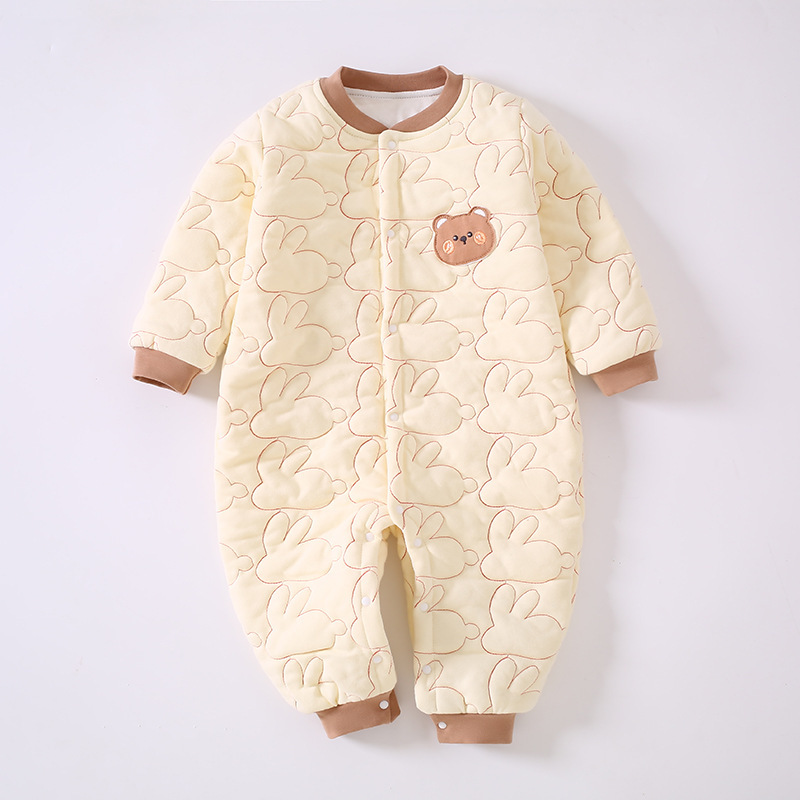 Newborn Baby Boy/Girl Bear Graphic Long Sleeve Romper-kissminis
