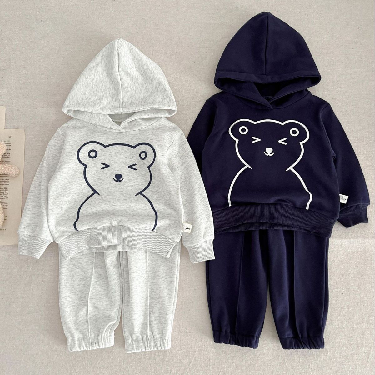 Baby Bear Graphic Hooded Sweatshirt and Pant Set-kissminis