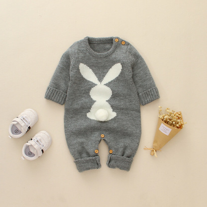 Baby Boy/Girl Rabbit Pattern Long Sleeve Knitted Romper