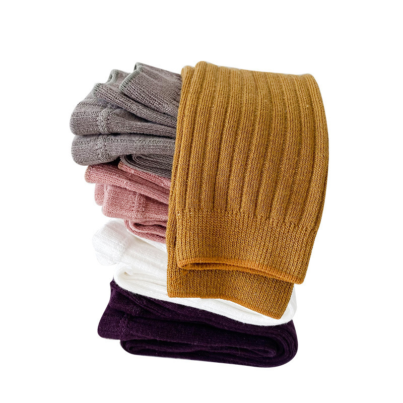 Baby Girl Solid Color Knitted Footless Leggings-kissminis